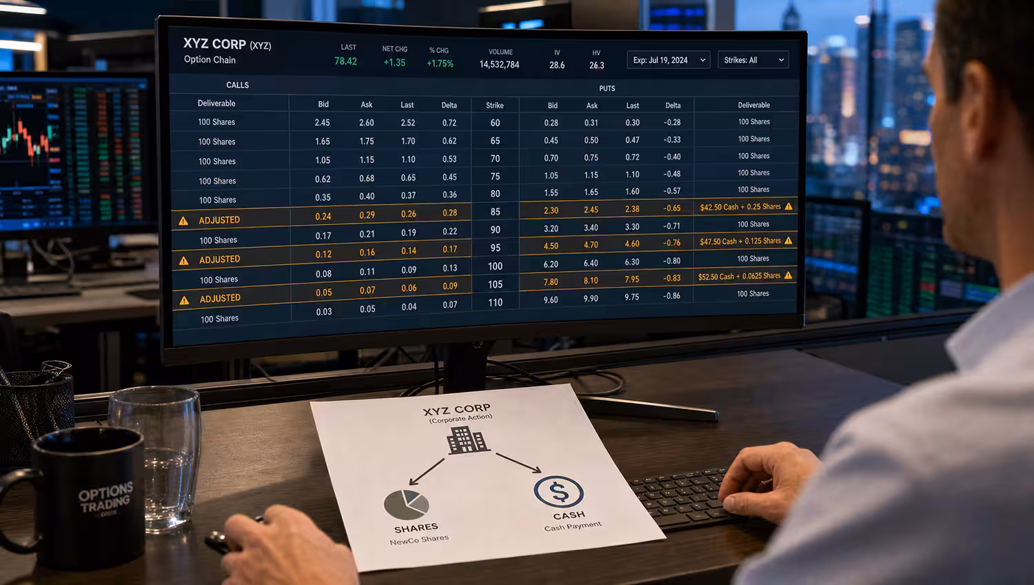 Adjusted Options on a Screen