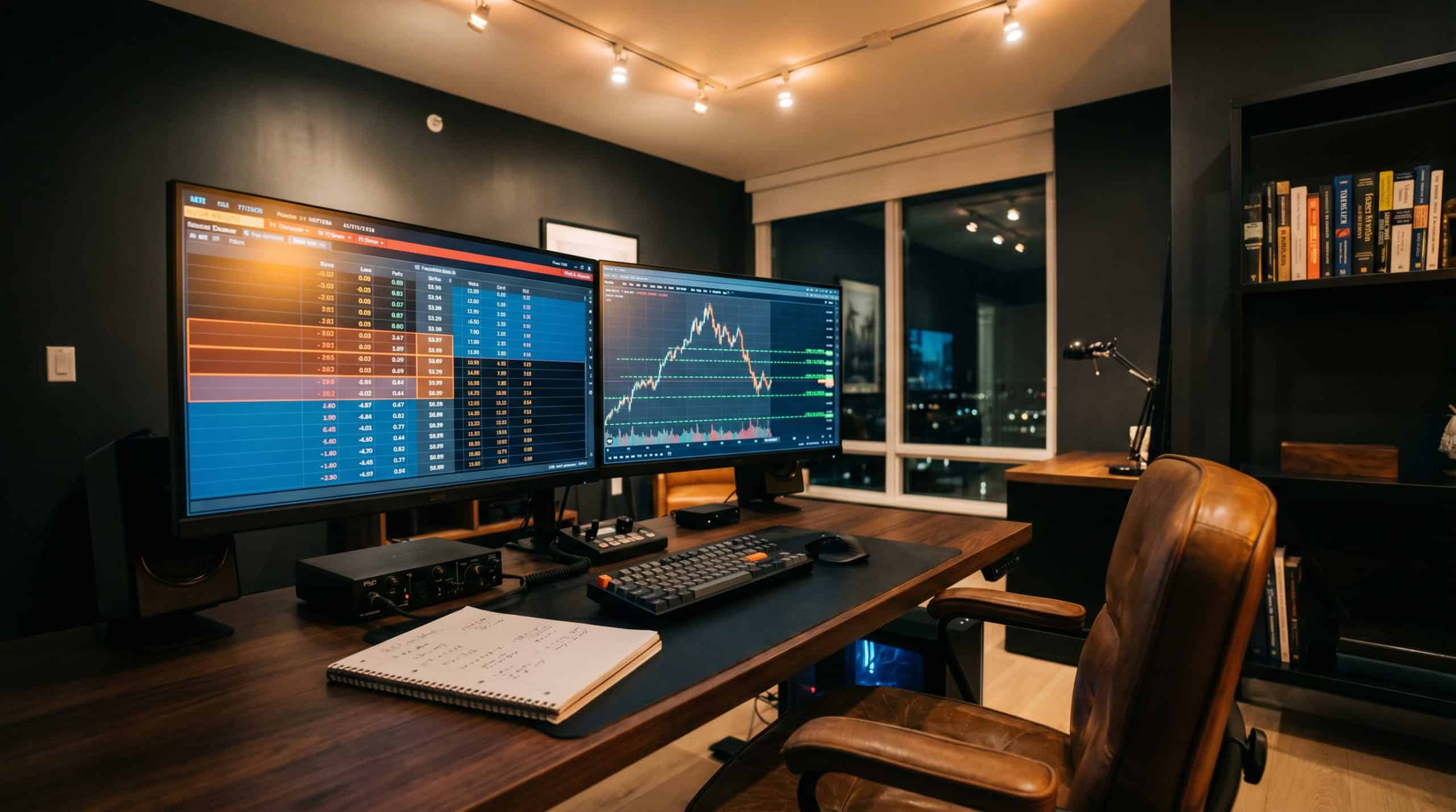 Short put ladder strategy setup with trading monitors showing tiered put options
