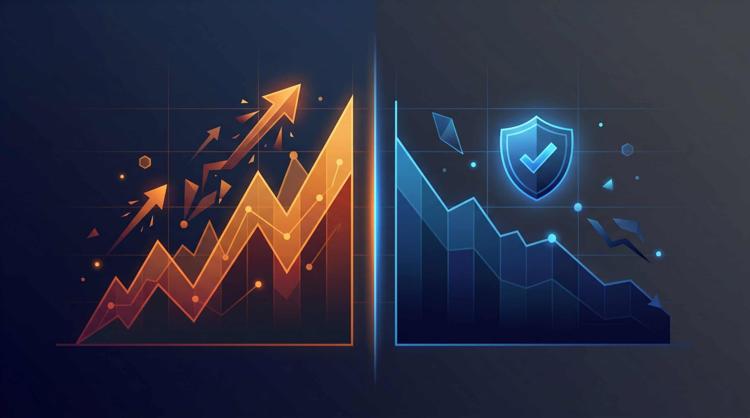 Comparison of VIX calls vs SPY puts as portfolio hedging strategies showing volatility spike and protective shield