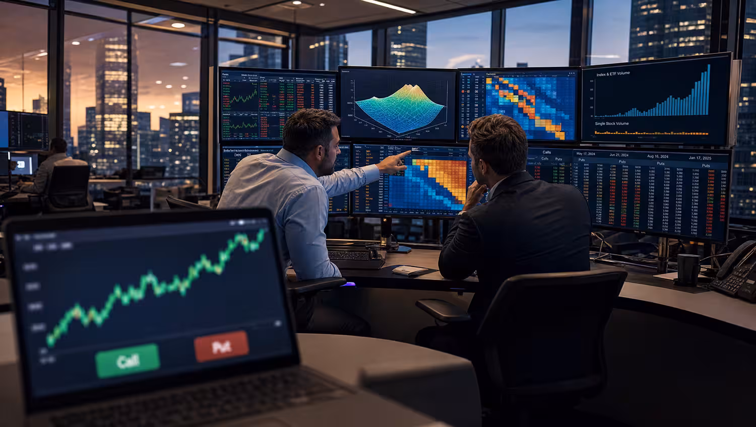 Wall Street Brokers Looking at Options Trades