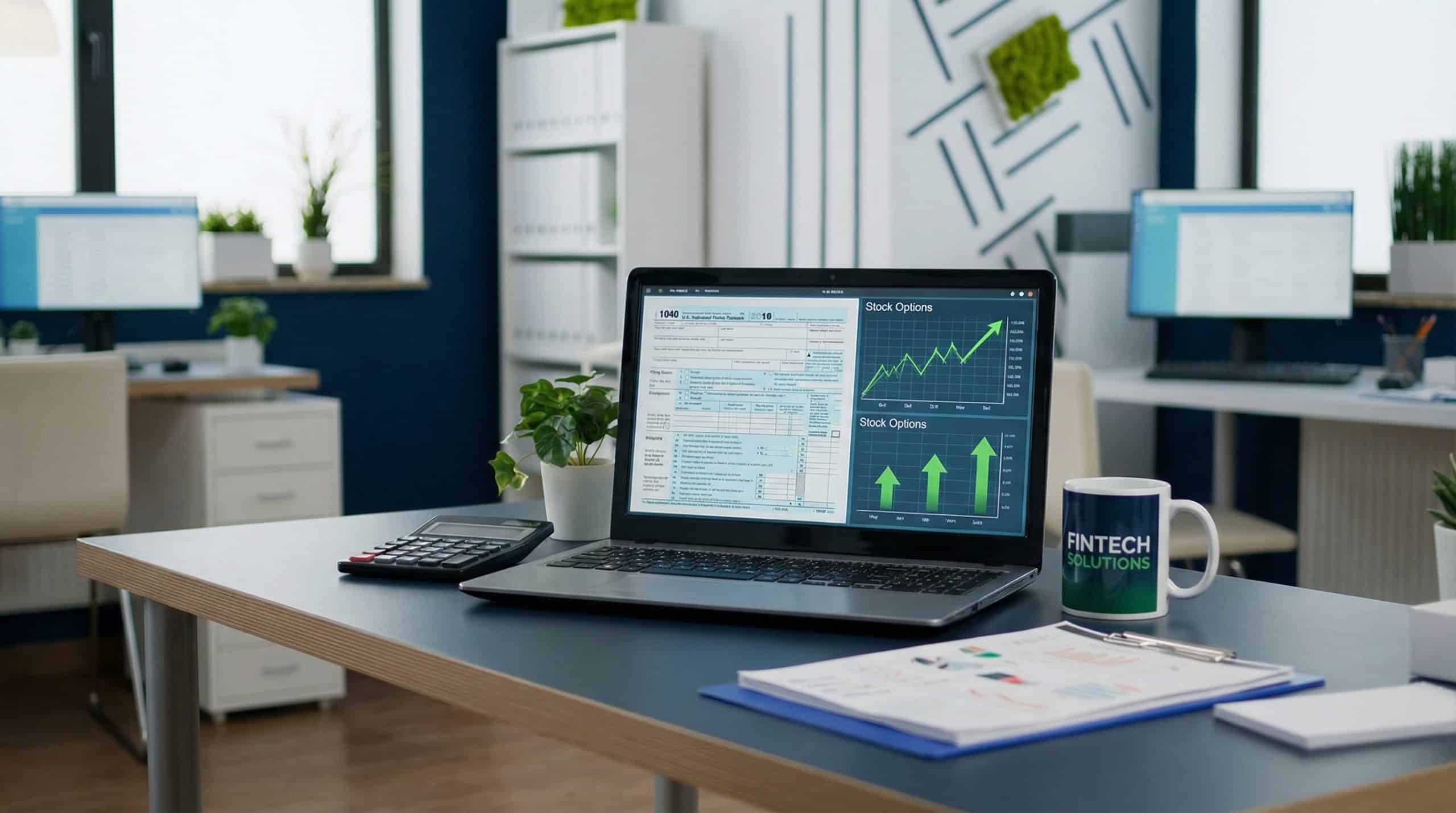 Best tax software solutions for options traders - laptop with tax form and stock charts