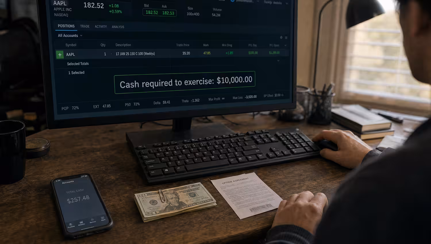Cash Available to Exercise an Option