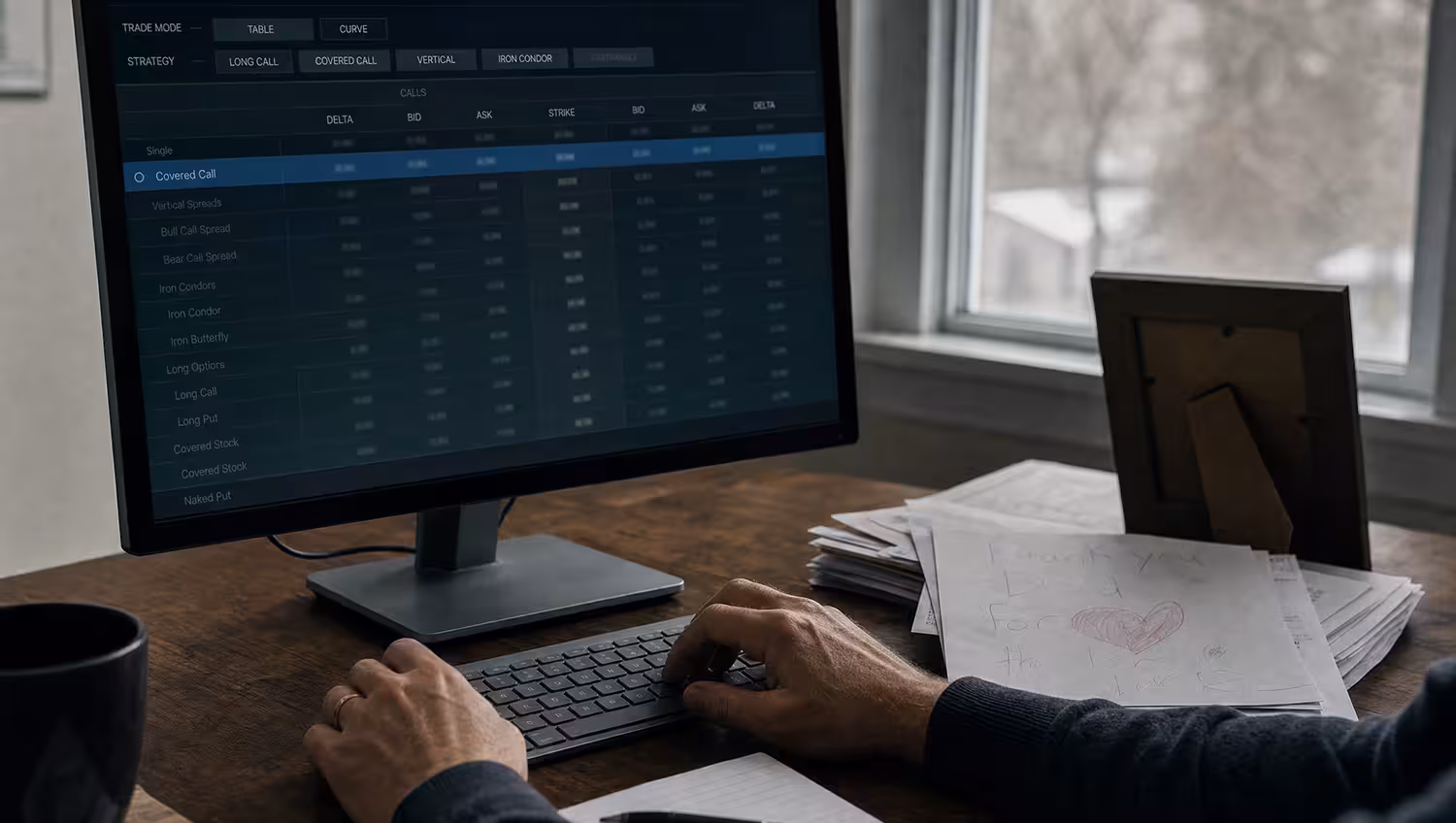 Man looking at a custodial account with options