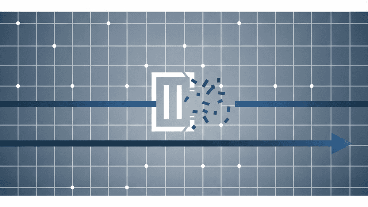 a paused signal interrupting one continuous line while a second line keeps advancing
