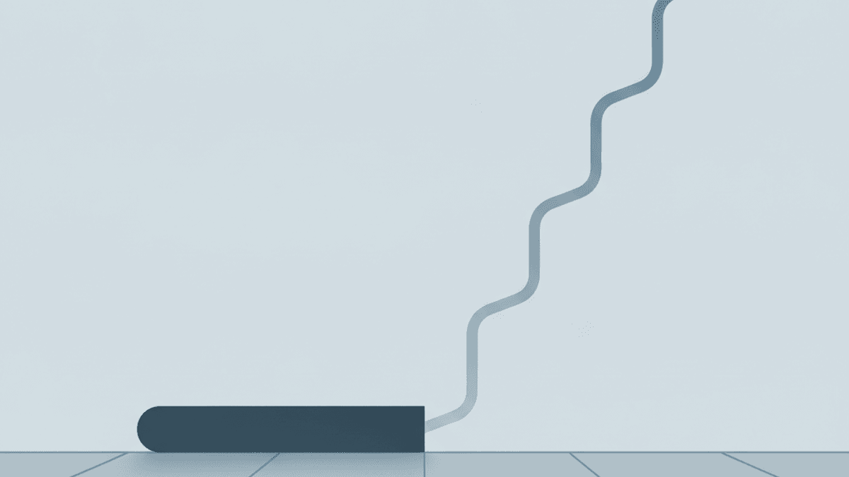 a bounded line resting on a solid floor beside an unbounded line running off the grid