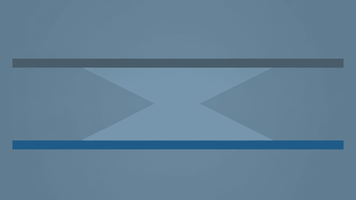 two horizontal rules at different heights with the vertical gap between them emphasized, flat geometric