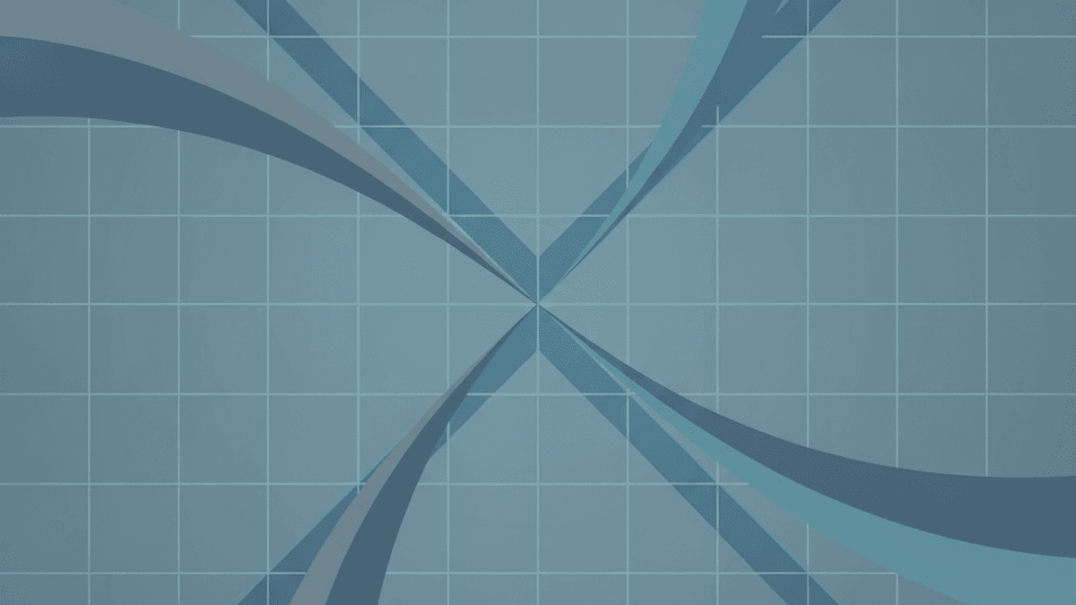 two overlapping payoff lines converging into one straight diagonal path, abstract grid, muted slate editorial